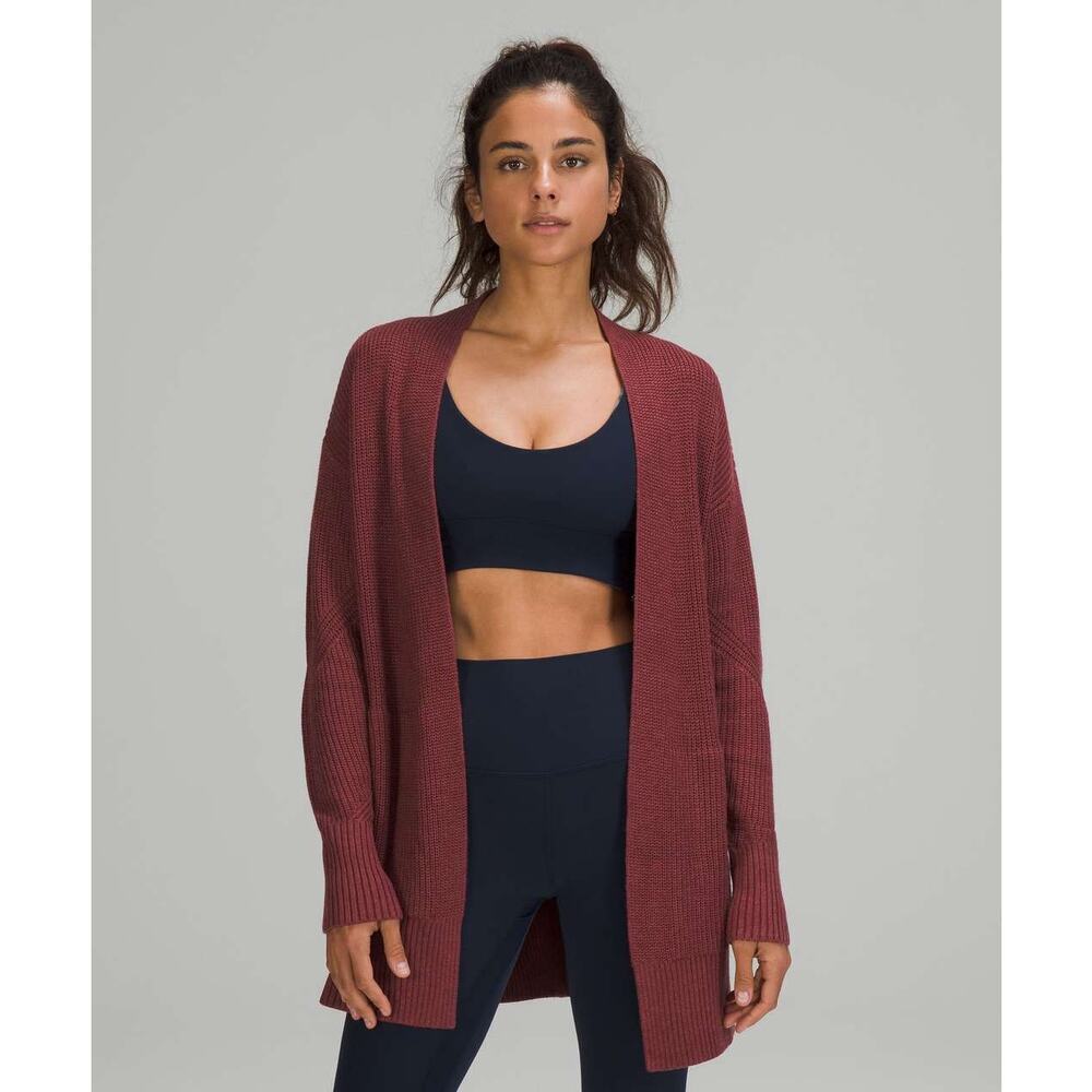 Lululemon Cashlu Wrap Cardigan Sweater Heathered Mulled Wine Womens Size XS / S